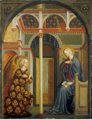 The Annunciation – A Celestial Embrace Captured in Oil and Tempera on Panel!