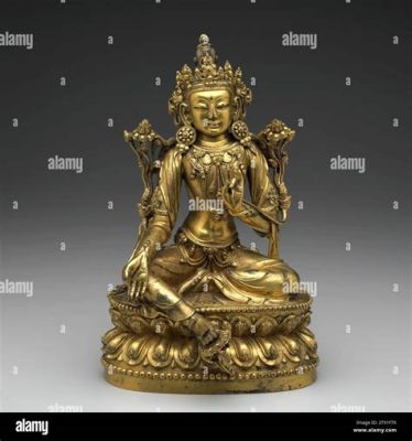 The Avalokiteshvara Bodhisattva Depicts Compassion and Serenity Amidst Intricate Lotus Petals!